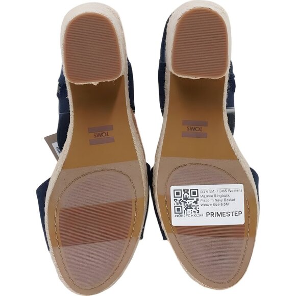 TOMS Majorca Slingback Platform Wedge Sandals Navy Basket Weave Women's US 6.5M - Picture 6 of 6